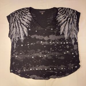 Rock & Republic Black and Gray Star Feather Tee